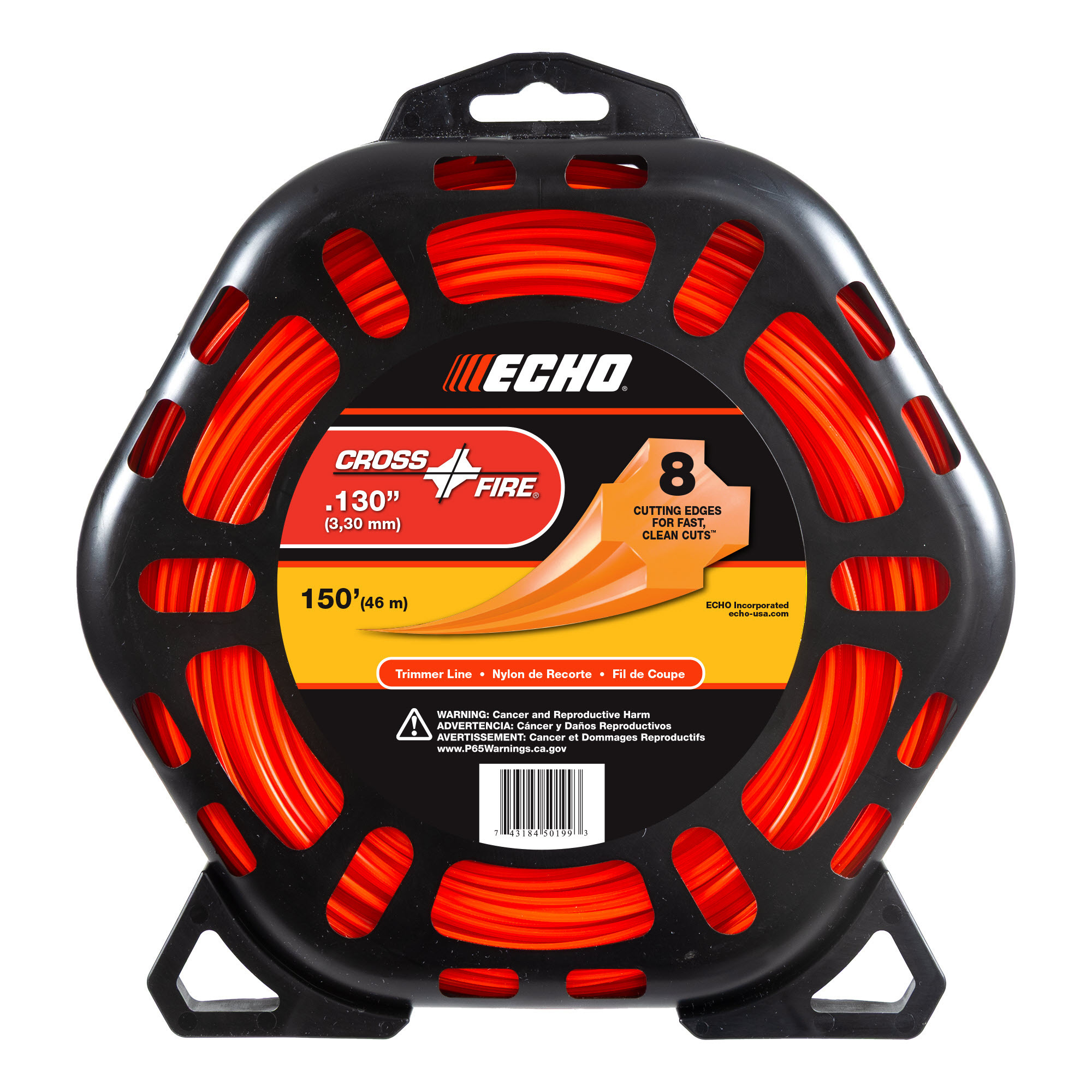 ECHO, Cross-Fire® Trimmer Line Plus-Shape Design, 8-Cutting Edges, 150-ft,  .130 dia, Model #311130064